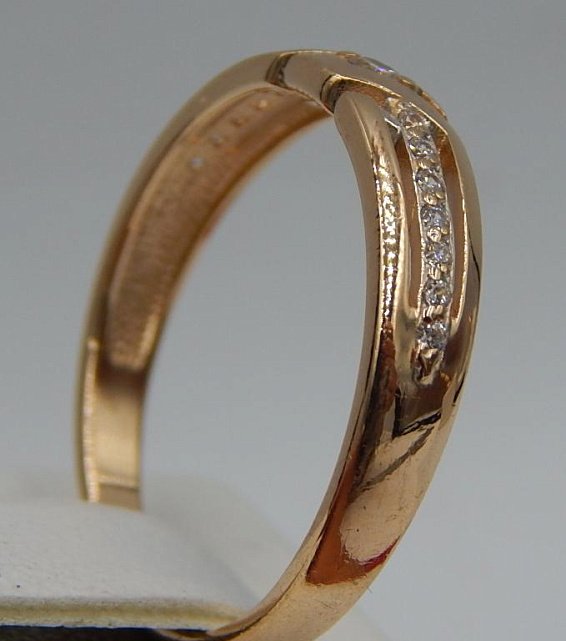 Кольцо из красного золота с цирконием (32476792) 3