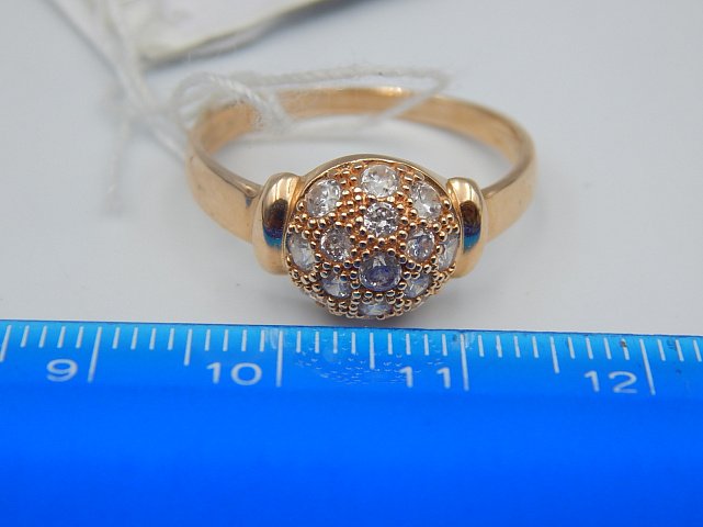 Кольцо из красного золота с цирконием (32376561) 7