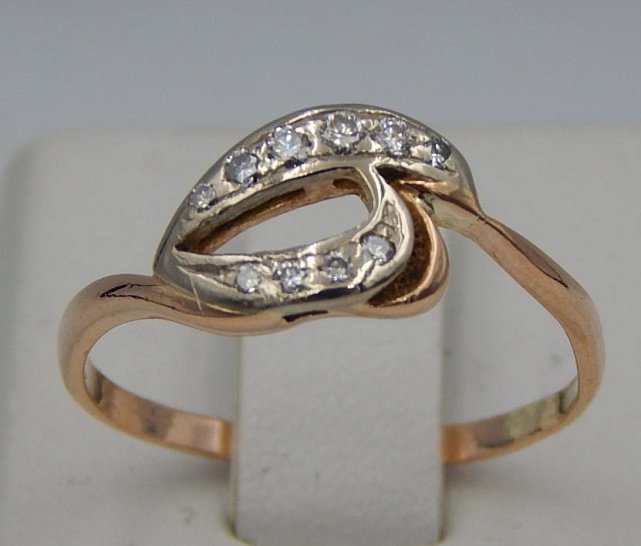 Кольцо из красного и белого золота с бриллиантом (-ми) (31164290) 0