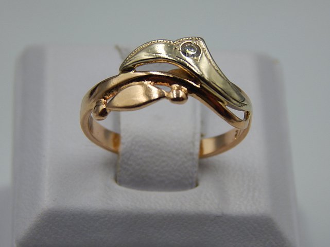 Кольцо из красного и белого золота с цирконием (33252170)  1