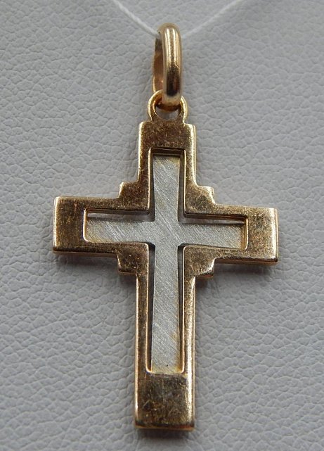 Підвіс-хрест з червоного та білого золота (32535985) 0
