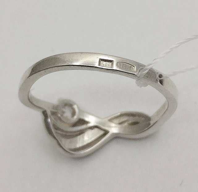 Серебряное кольцо с золотой вставкой и цирконием (33735488) 2
