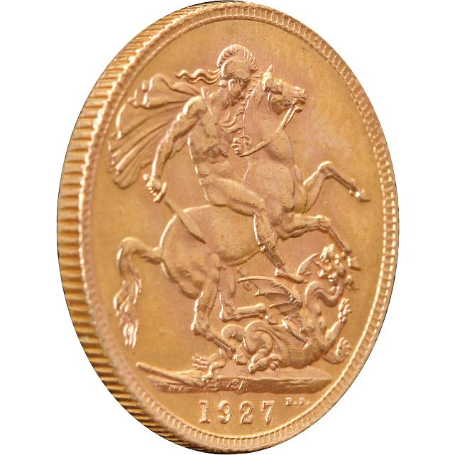 Золотая монета Соверен Георга V 1 Английский Фунт 1927 Великобритания (33016370) 2