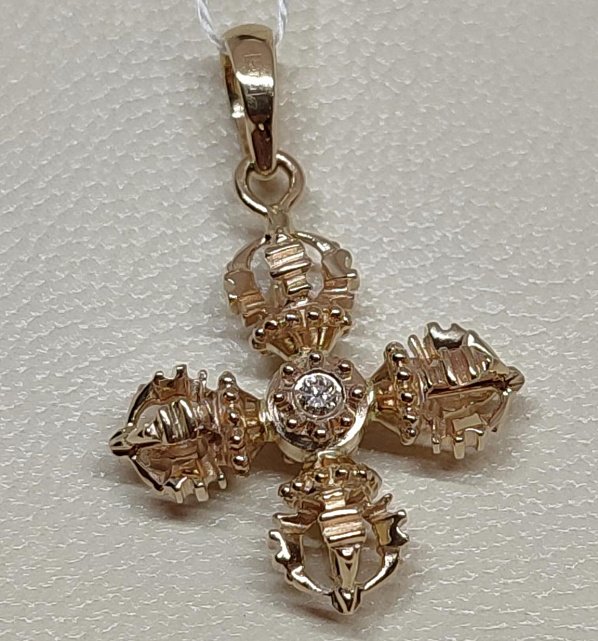 Підвіс-хрест із жовтого золота з діамантом (-ми) (29141153) 0