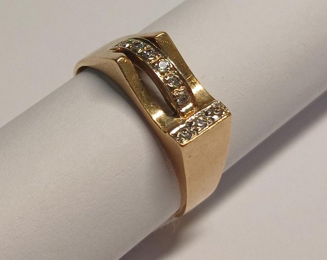 Перстень з червоного та білого золота з цирконієм (32409386) 3