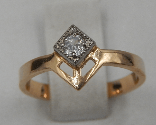 Кольцо из красного и белого золота с цирконием (30055890) 0
