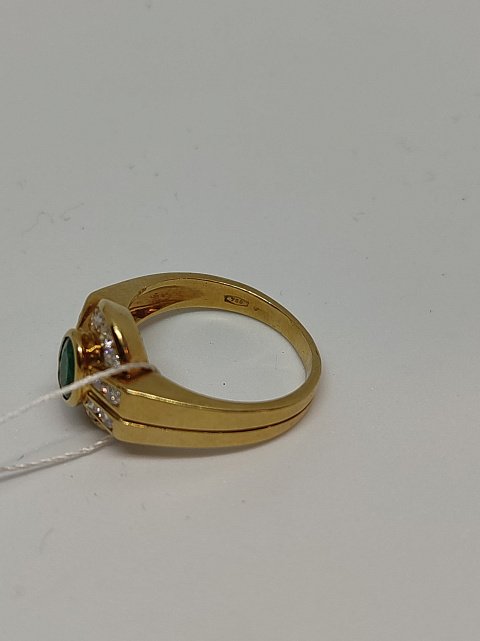 Каблучка з жовтого золота зі смарагдом і діамантом (-ми) (28543317) 16