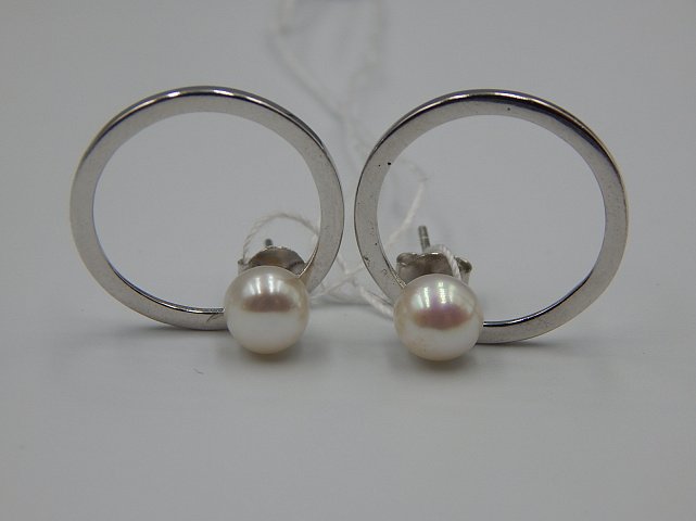Срібні сережки з перлами (33017150) 4