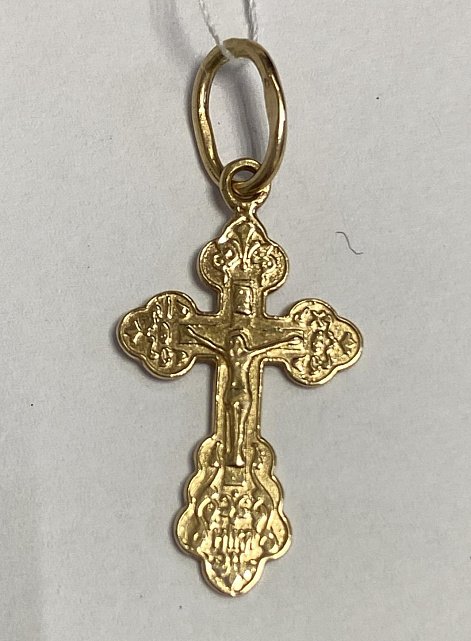 Підвіс-хрест з зленого золота (33800310) 0