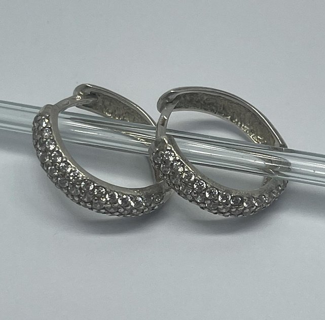 Серебряные серьги с цирконием (33806340) 0