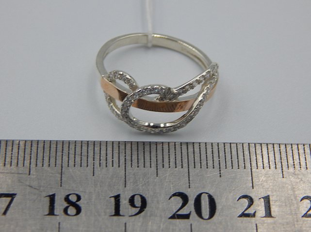 Серебряное кольцо с позолотой и цирконием (31968473) 5