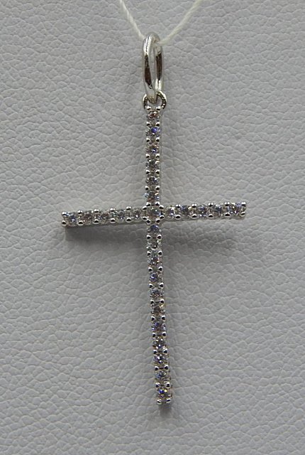 Серебряный подвес-крест с цирконием (31292834) 0