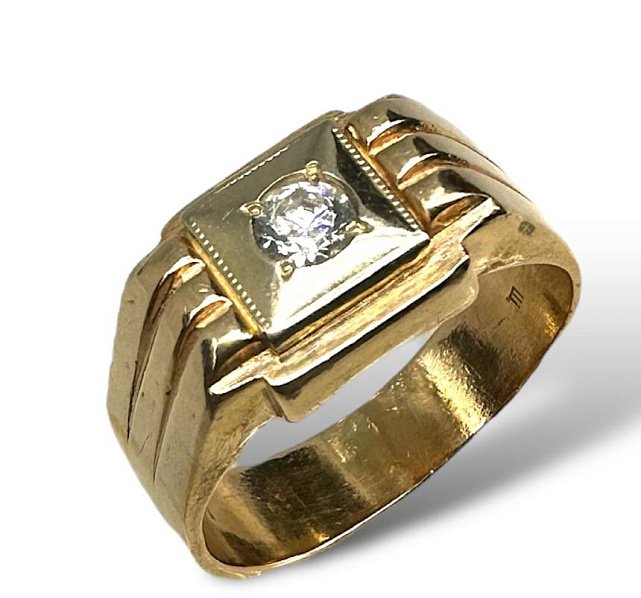 Перстень из красного и белого золота с цирконием (32619754) 0