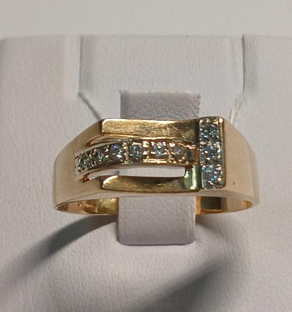 Перстень з червоного та білого золота з цирконієм (32409386) 0