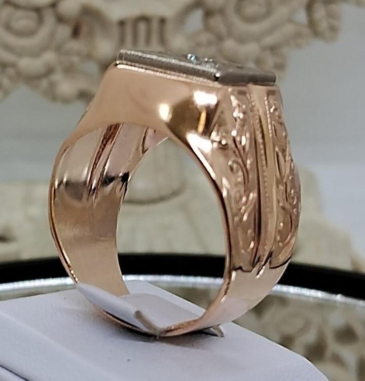 Перстень из красного и белого золота с бриллиантом (-ми) (32658561) 3