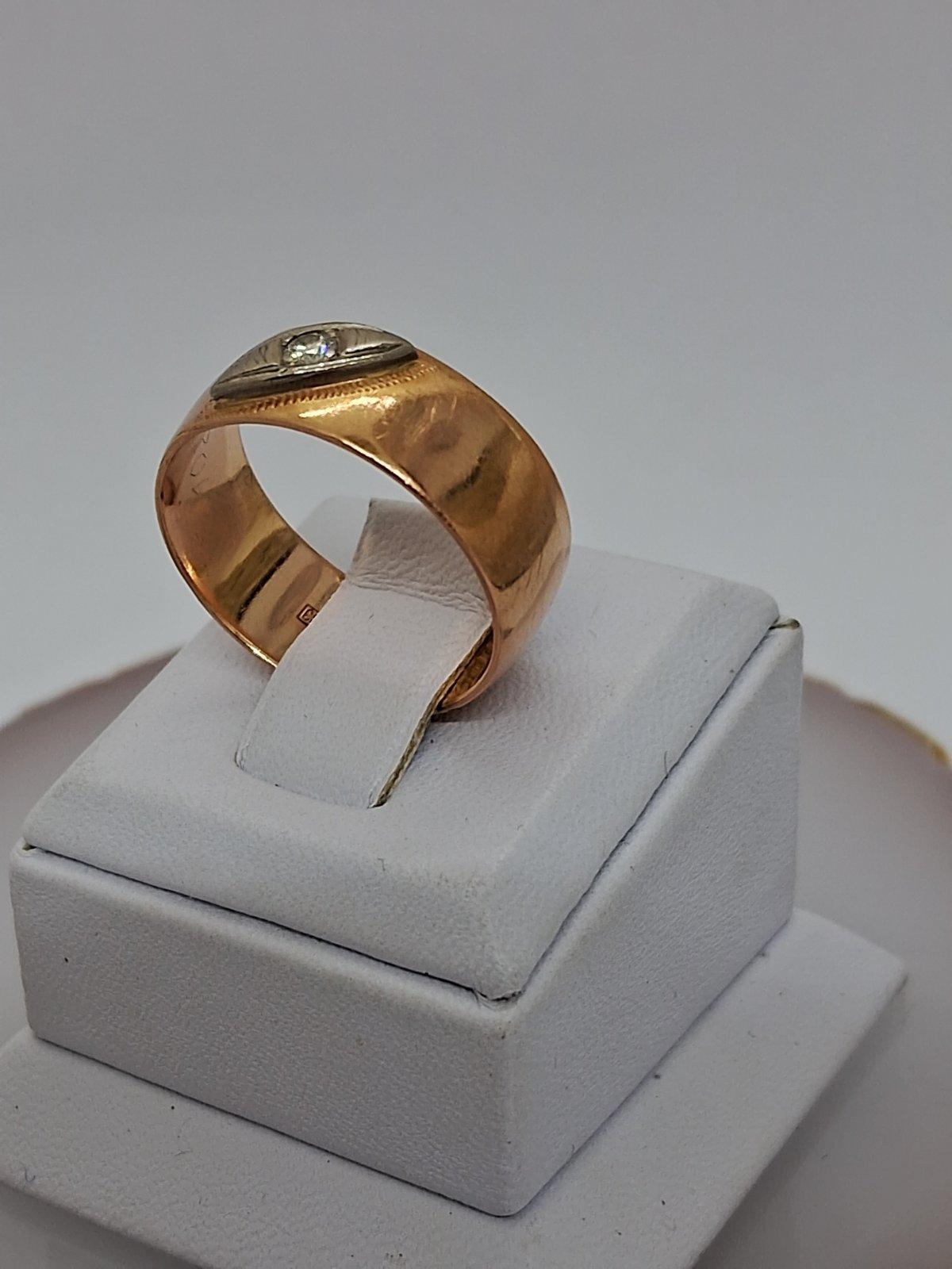 Обручальное кольцо из красного и белого золота с бриллиантом (-ми) (33778056) 3