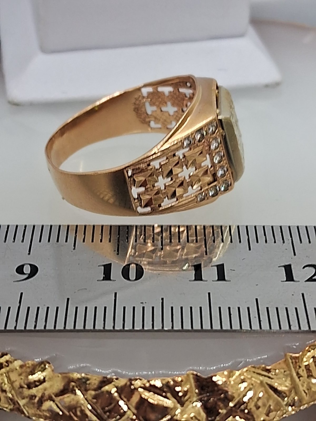 Перстень из красного и белого золота с цирконием (33779699) 8
