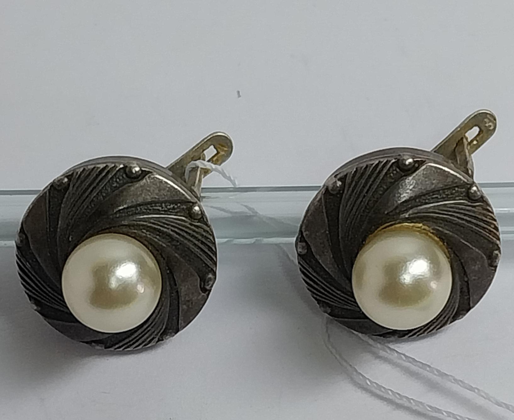 Срібні сережки з перлами (33807761) 0