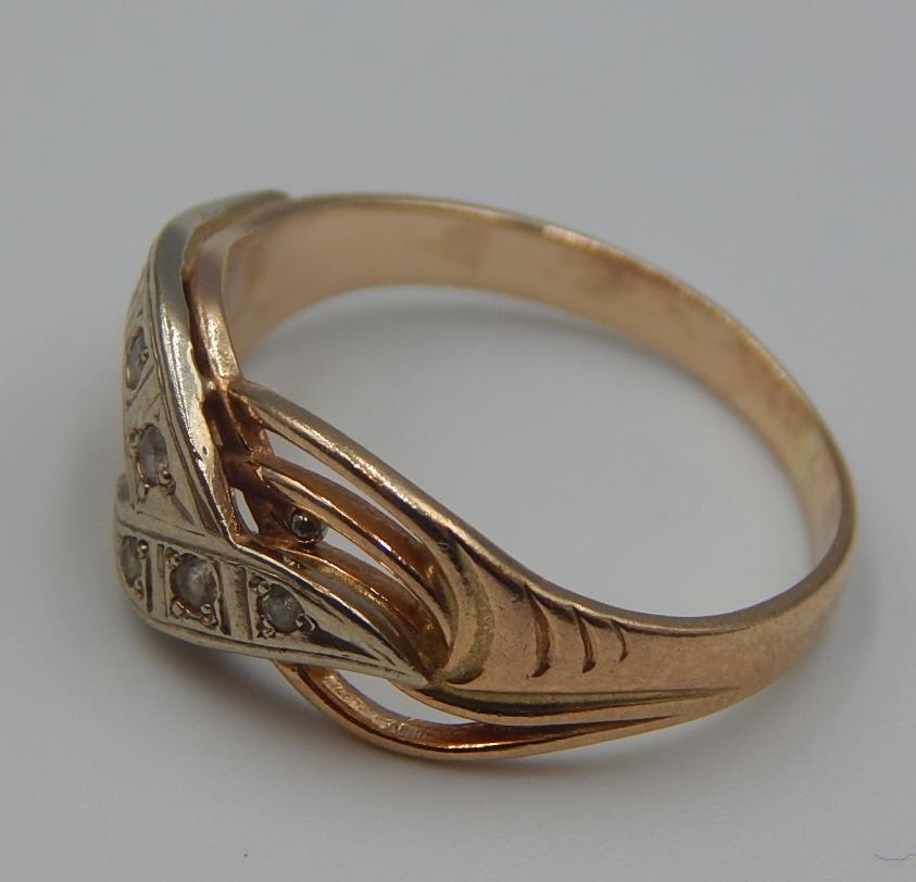 Кольцо из красного и белого золота с цирконием (33725797) 2