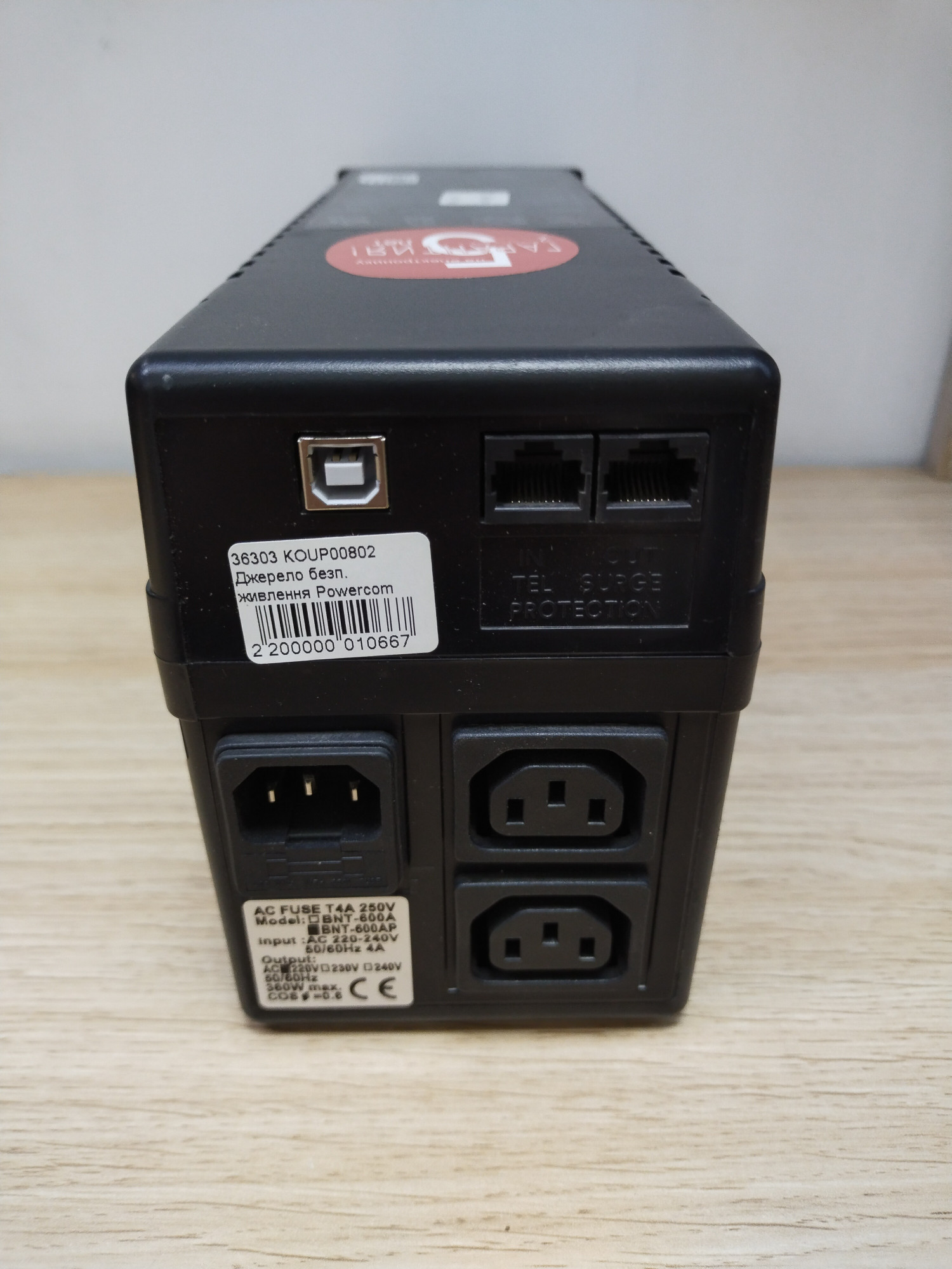 Источник бесперебойного питания Powercom BNT-600AP USB (BNT-600 AP USB) 4