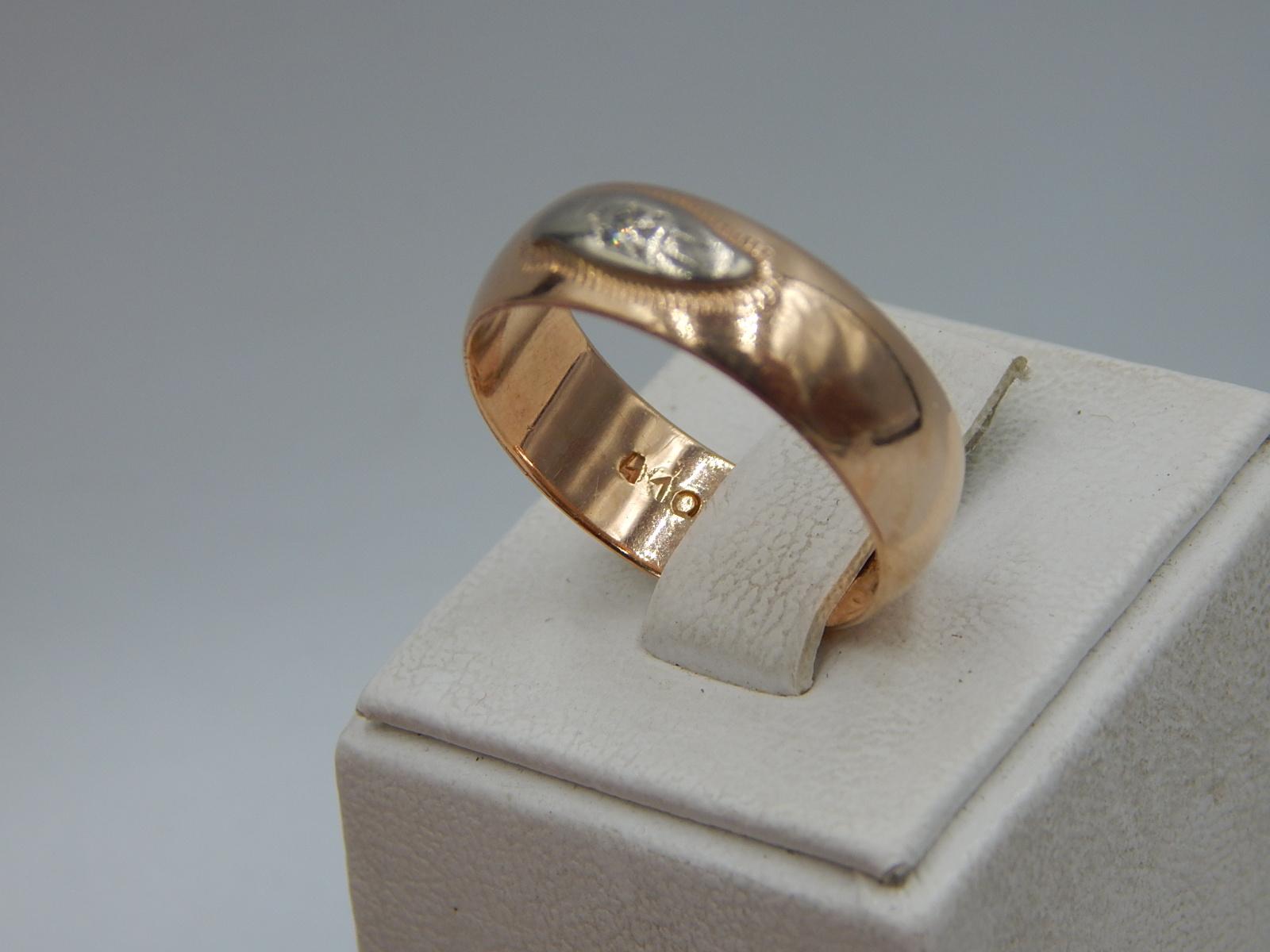 Обручальное кольцо из красного и белого золота с бриллиантом (-ми) (33776951)  8