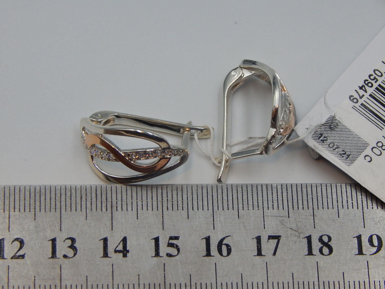 Серебряные серьги с позолотой и цирконием (32044779) 5