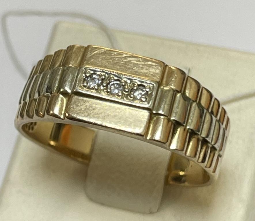 Перстень из красного и белого золота с цирконием (33502936)  0