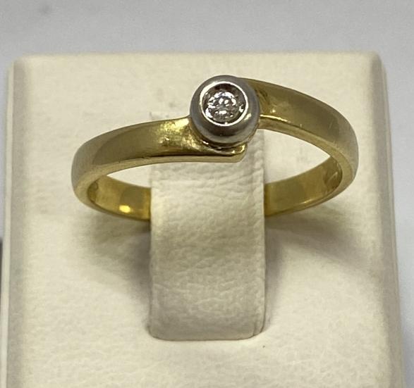 Кольцо из желтого и белого золота с бриллиантом (-ми) (32892610) 0