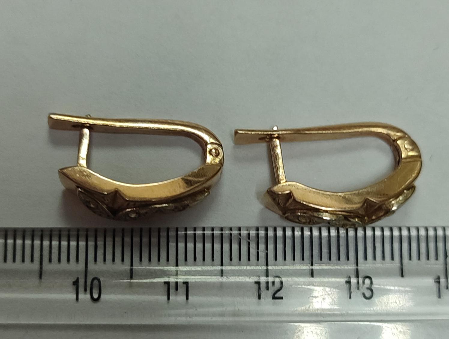 Сережки з червоного золота з цирконієм (33027530) 3