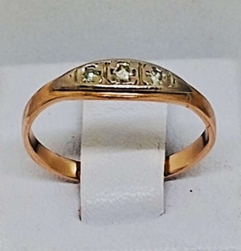 Кольцо из красного и белого золота с бриллиантом (-ми) (33778839) 0