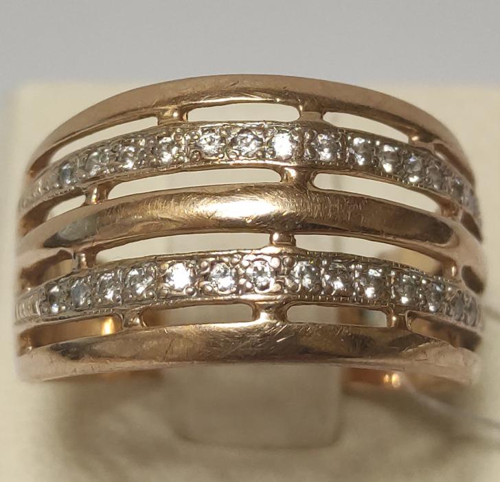 Кольцо из красного золота с цирконием (33289000)  0