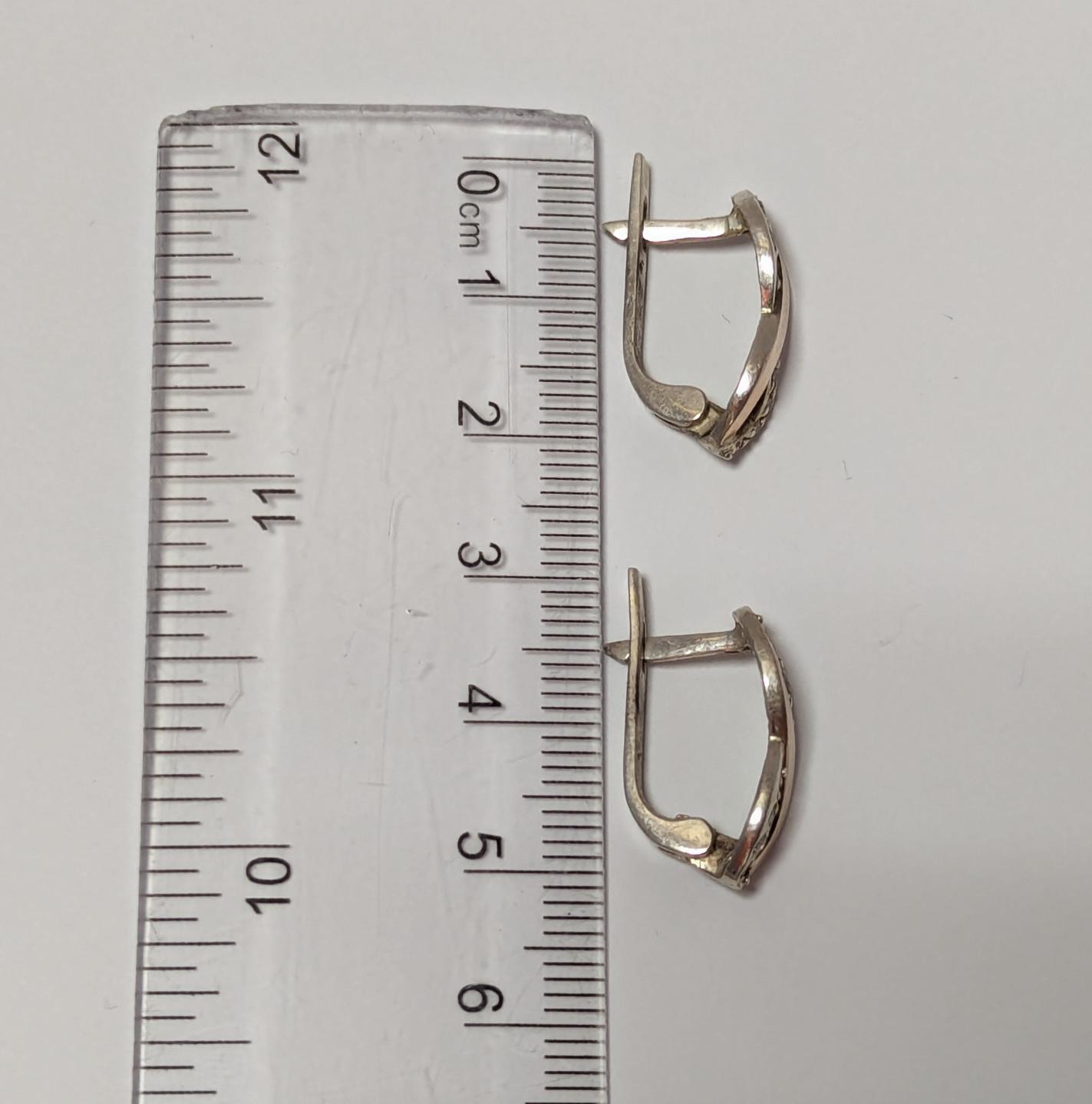 Срібні сережки з цирконієм і позолотою (33763564) 4