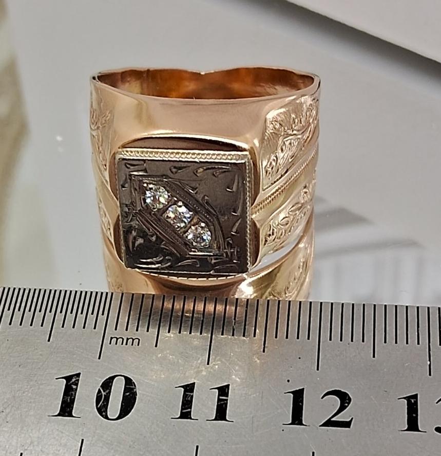 Перстень из красного и белого золота с бриллиантом (-ми) (32658561) 9