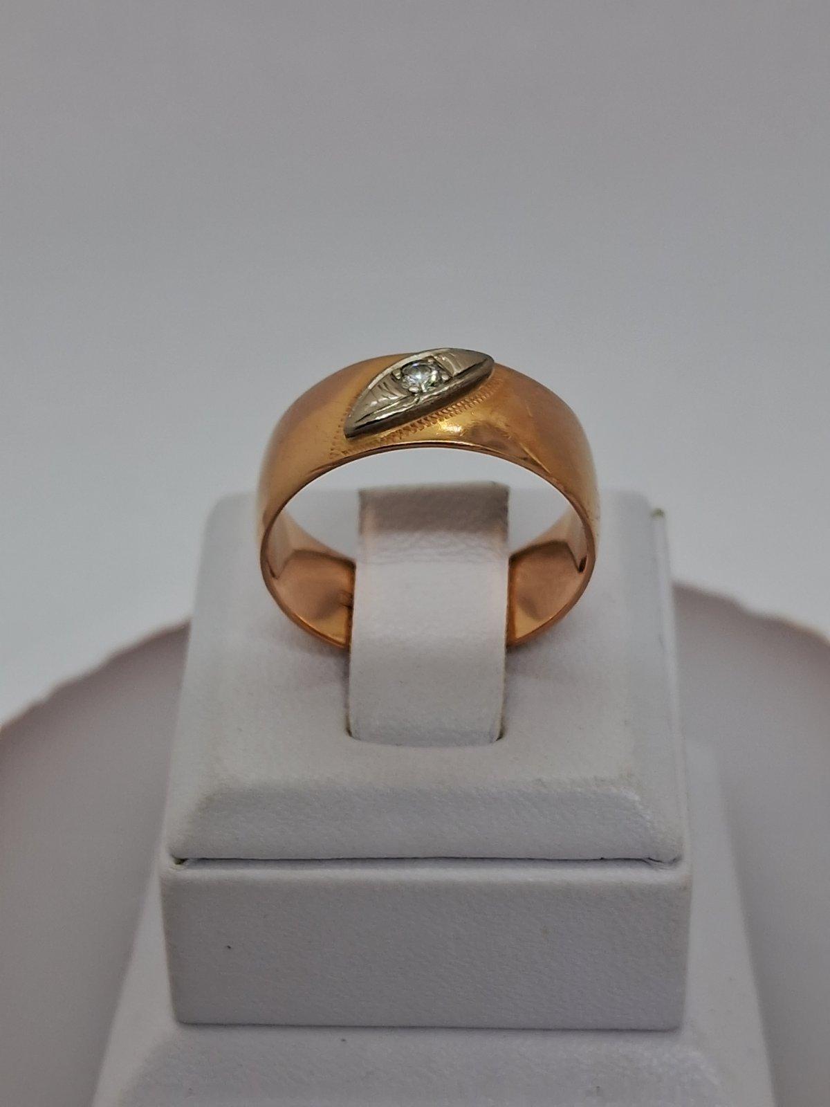 Обручальное кольцо из красного и белого золота с бриллиантом (-ми) (33778056) 2