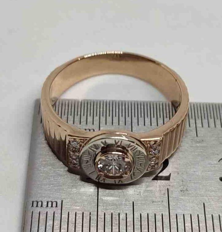 Перстень из красного и белого золота с бриллиантом (-ми) (29810701) 2