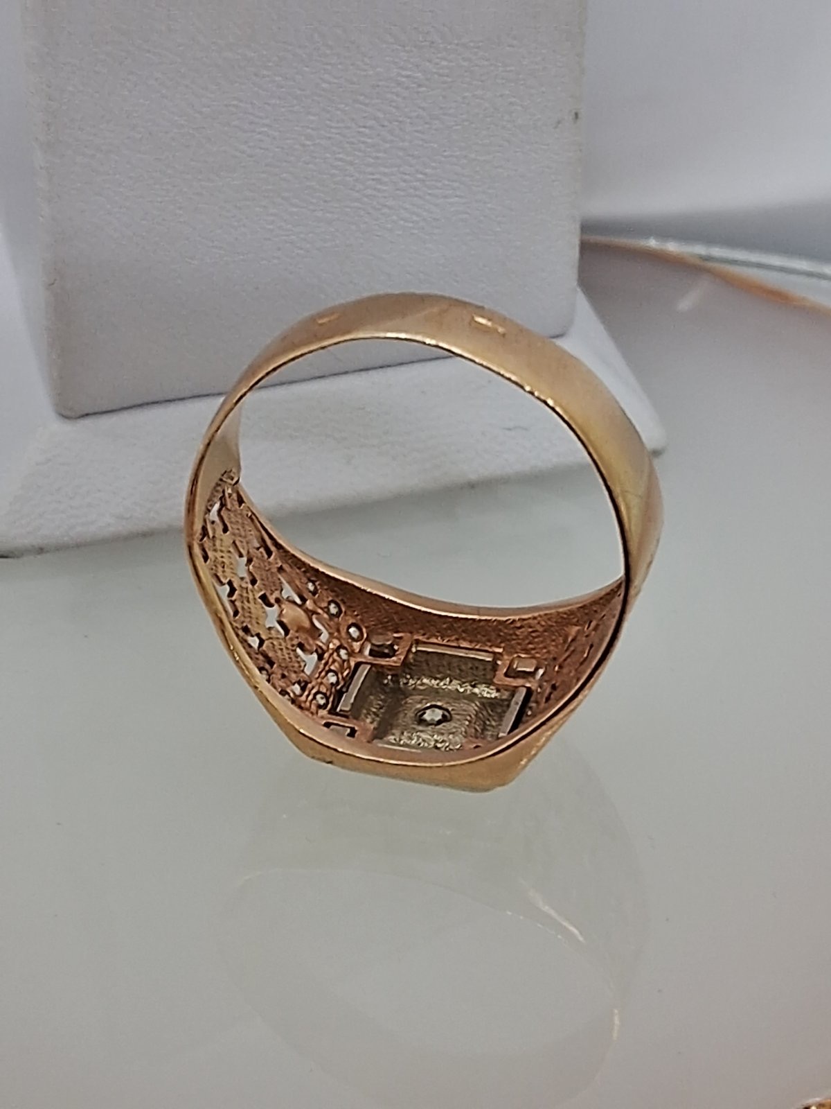 Перстень из красного и белого золота с цирконием (33779699) 5