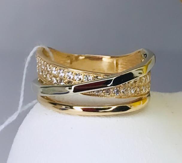 Кольцо из красного и белого золота с цирконием (33782185) 2