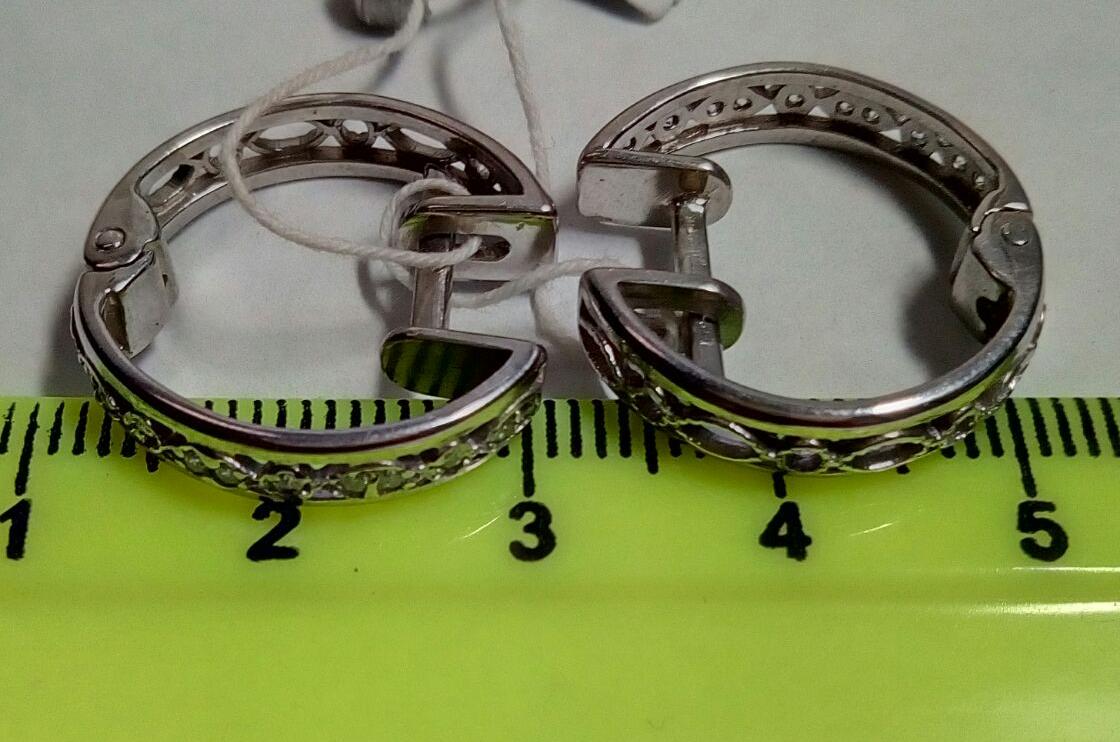 Серебряные серьги с цирконием (30636370) 3