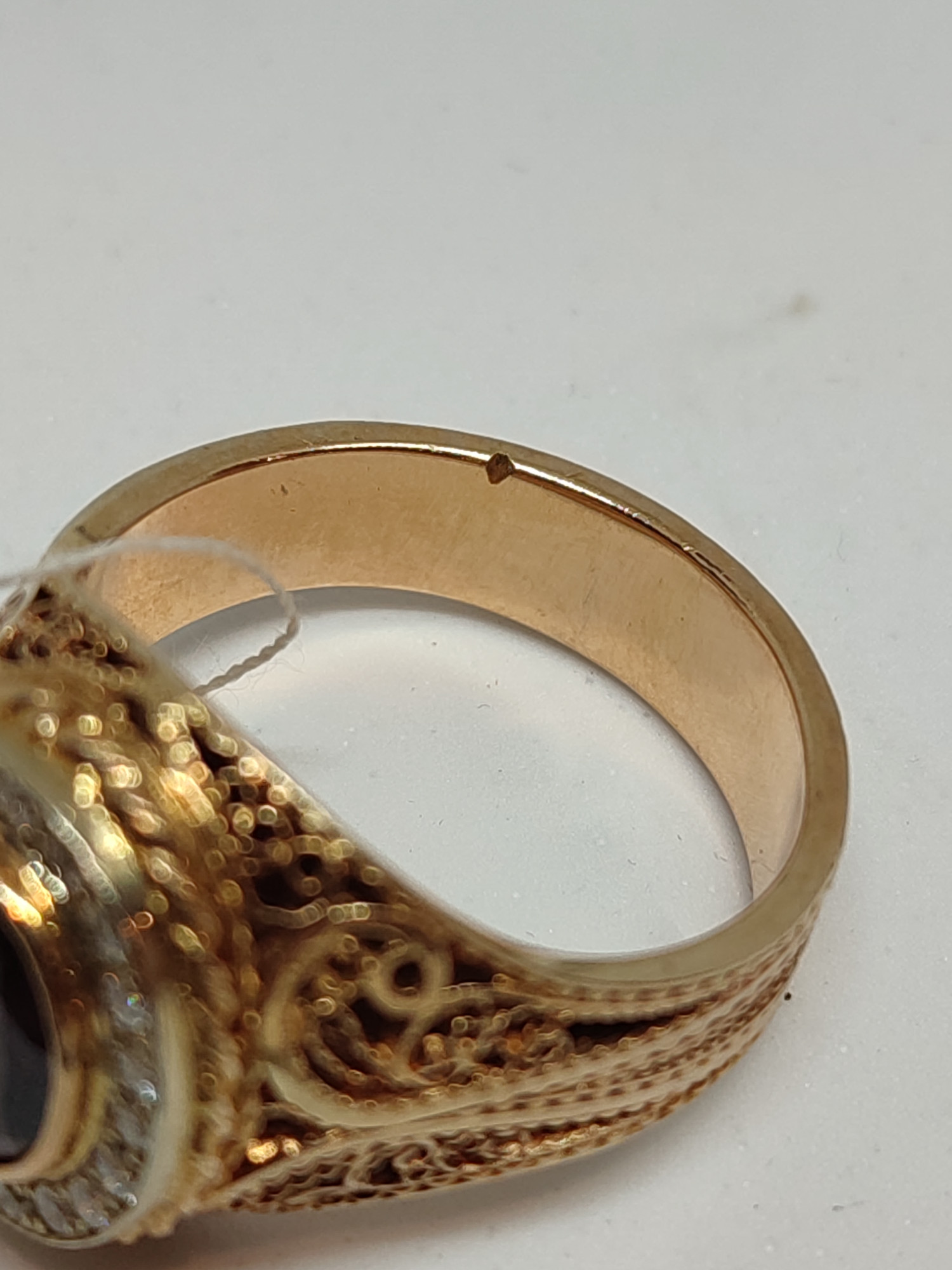 Кольцо из красного и белого золота с гранатом и бриллиантом (-ми) (27417531) 9