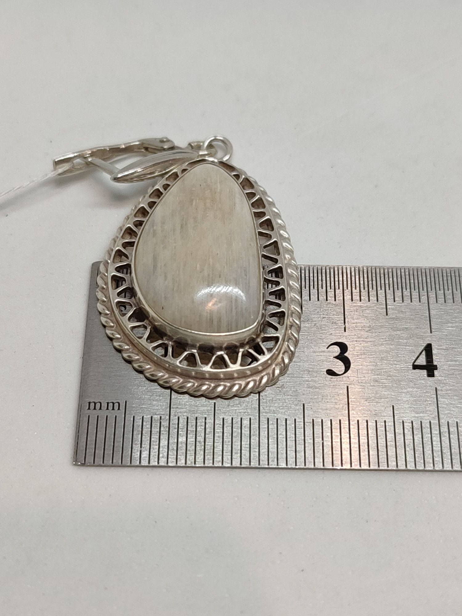 Срібні сережки з адуляром (29010332) 4