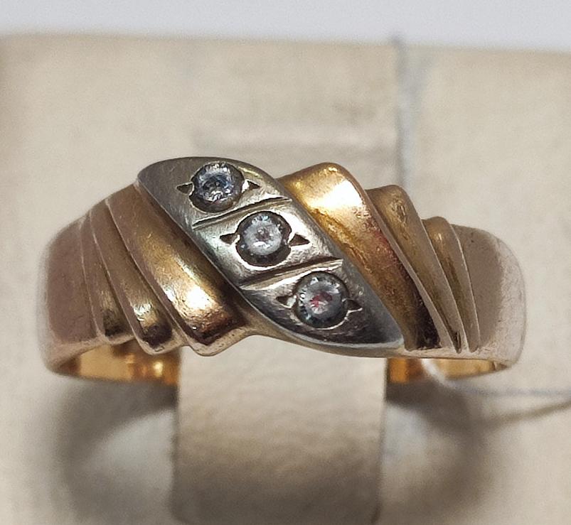Кольцо из красного и белого золота с цирконием (33114329) 0