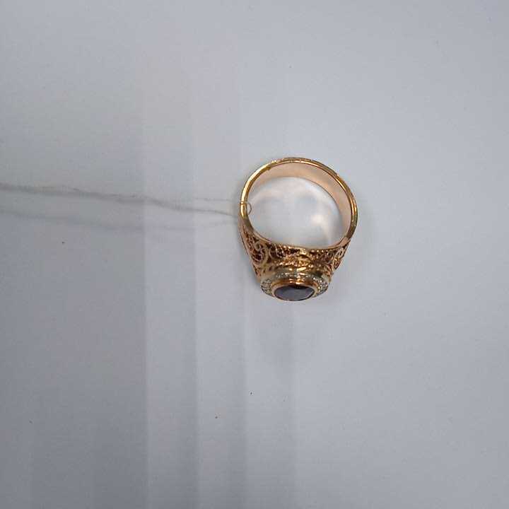 Кольцо из красного и белого золота с гранатом и бриллиантом (-ми) (27417531) 6