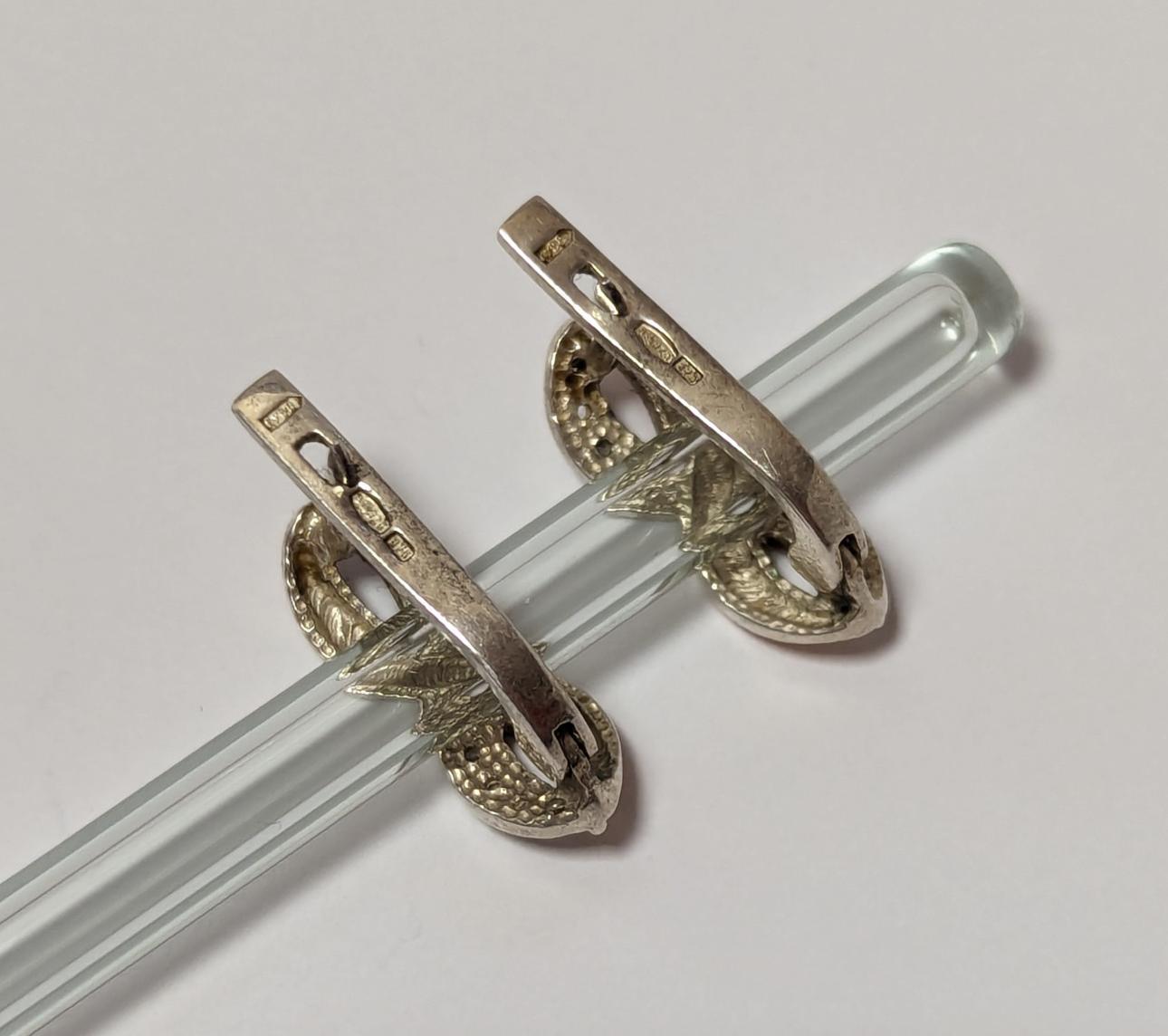 Срібні сережки з цирконієм і позолотою (33763564) 2