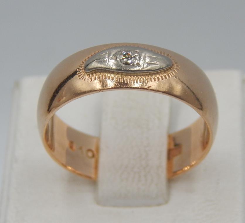 Обручальное кольцо из красного и белого золота с бриллиантом (-ми) (33776951)  0