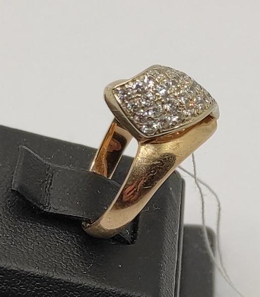 Перстень из красного и белого золота с цирконием (32636584) 4