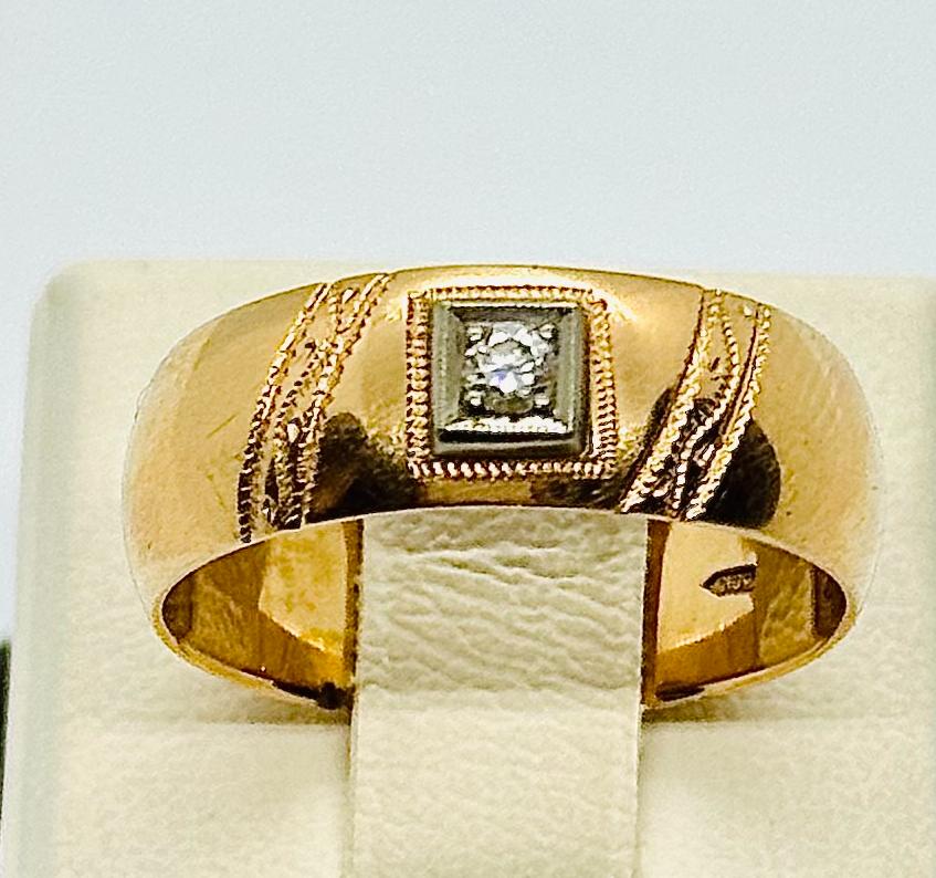 Обручальное кольцо из красного и белого золота с бриллиантом (-ми) (33752357)  0
