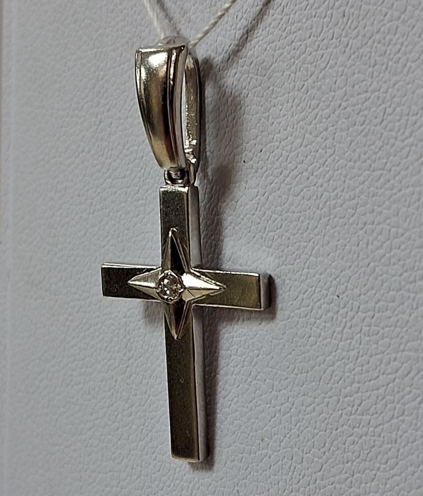 Серебряный подвес-крест с цирконием (33440738) 1