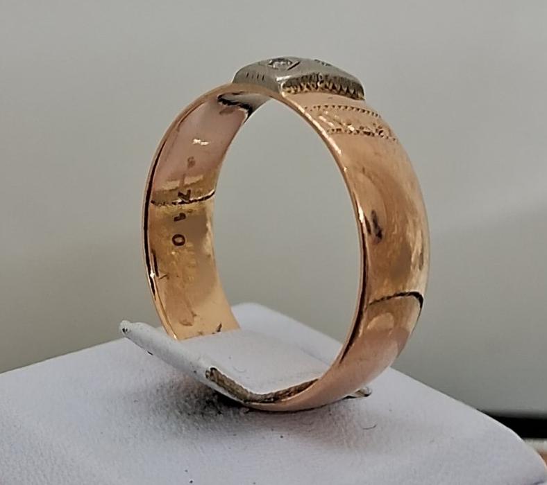 Обручальное кольцо из красного и белого золота с бриллиантом (-ми) (33774610)  2