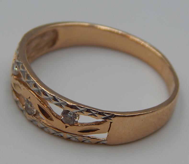 Кольцо из красного и белого золота с цирконием (33726749)  2