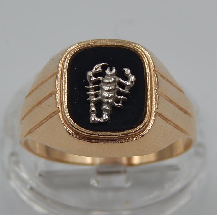 Перстень из красного и белого золота с каучуком (32183860) 0